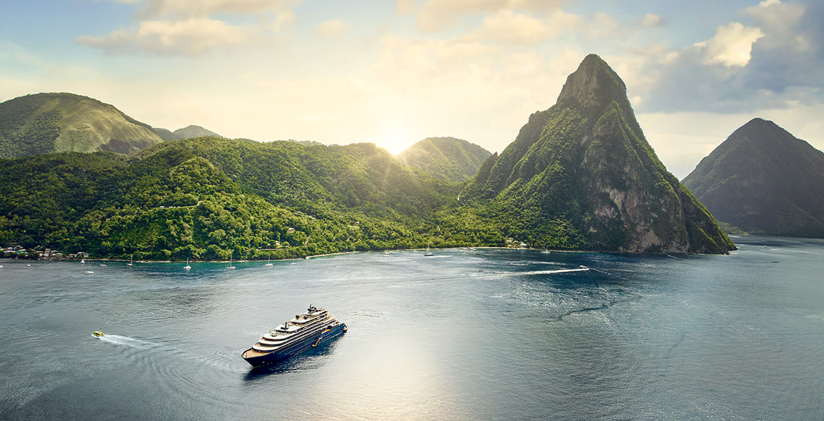 Evrima ship at sea in St. Lucia.